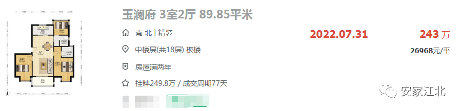 26968元/平!刚刚,江北红盘卖出首套二手房,又亏了?-南京365淘房