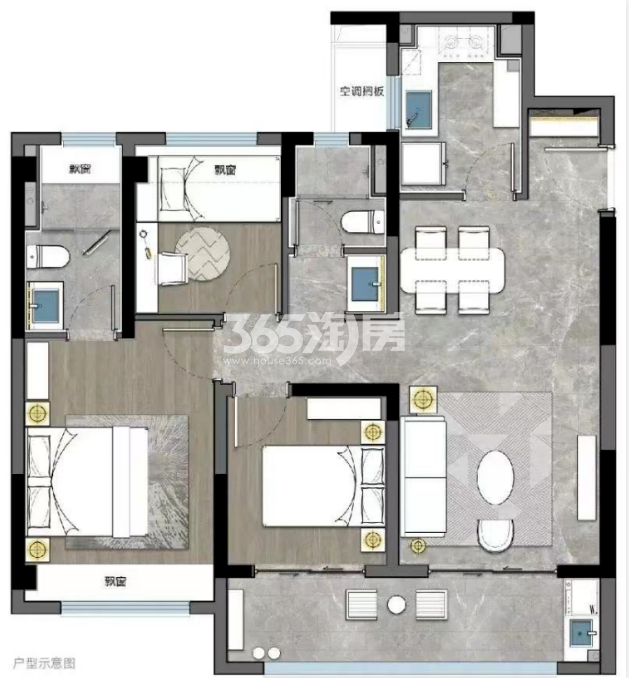 建面约113㎡3室2厅2卫_苏州澜悦溪云_苏州365淘房